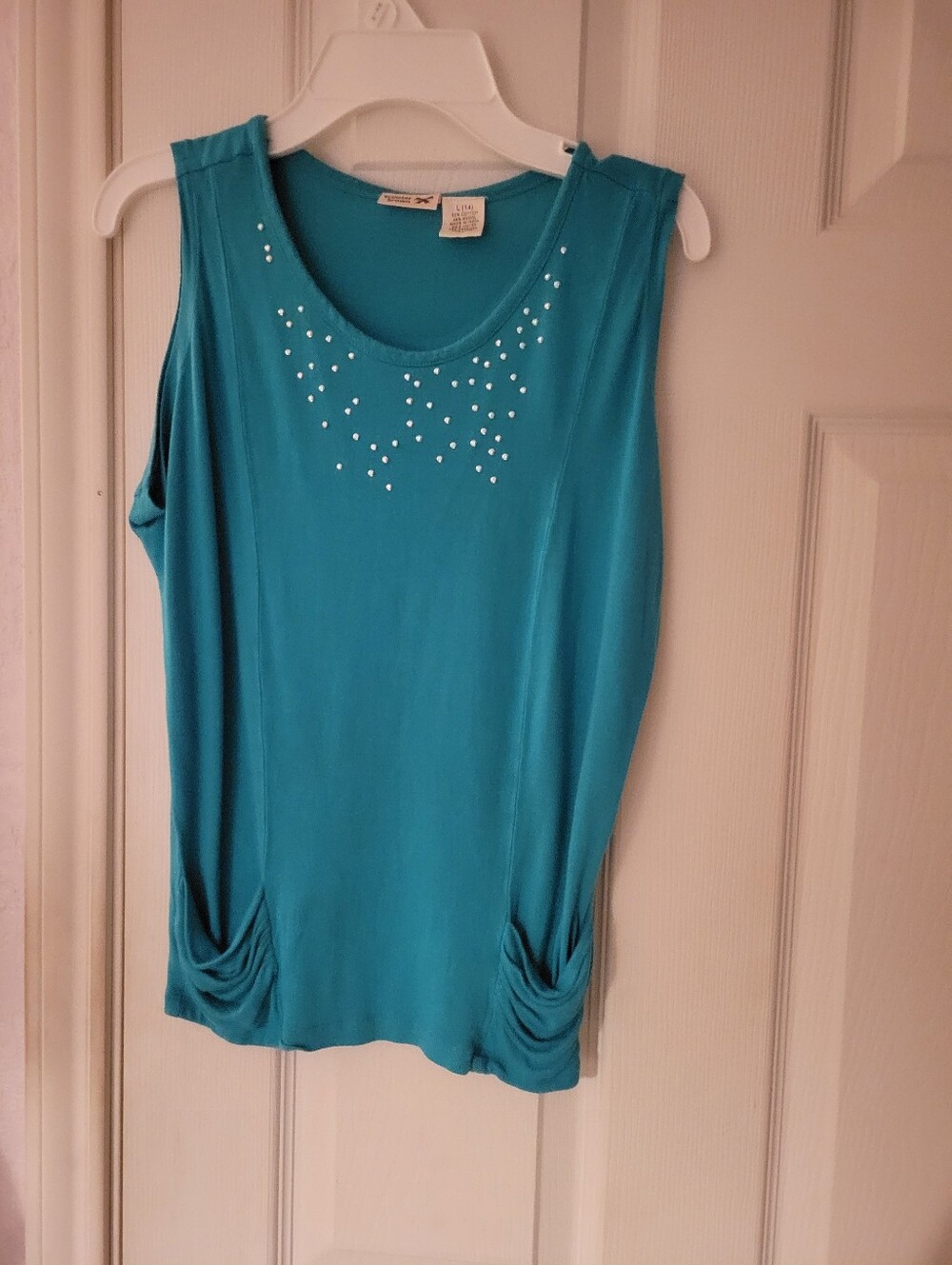 Sleeveless Teal Embellished Kids Tank Top